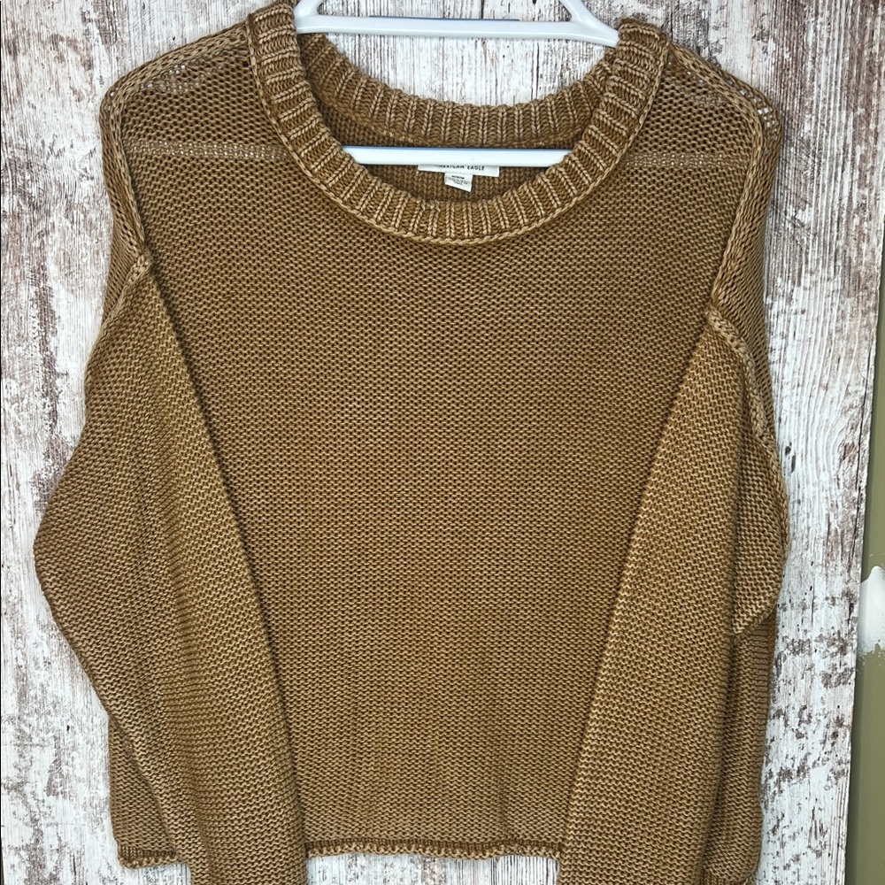 American Eagle Outfitters Tan Knit Crew Neck Sweater